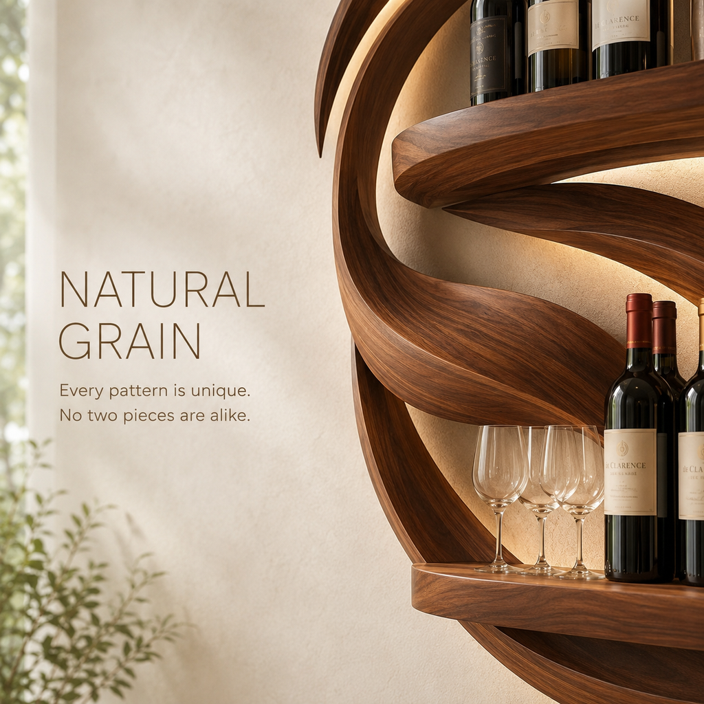Solid Wood Wall Wine Rack with Glass Holder - Gallery Rail - product image 05