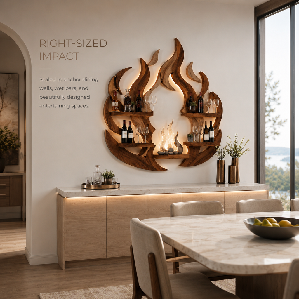 Solid Wood Wall Wine Rack with Glass Holder - Live Edge - product image 04