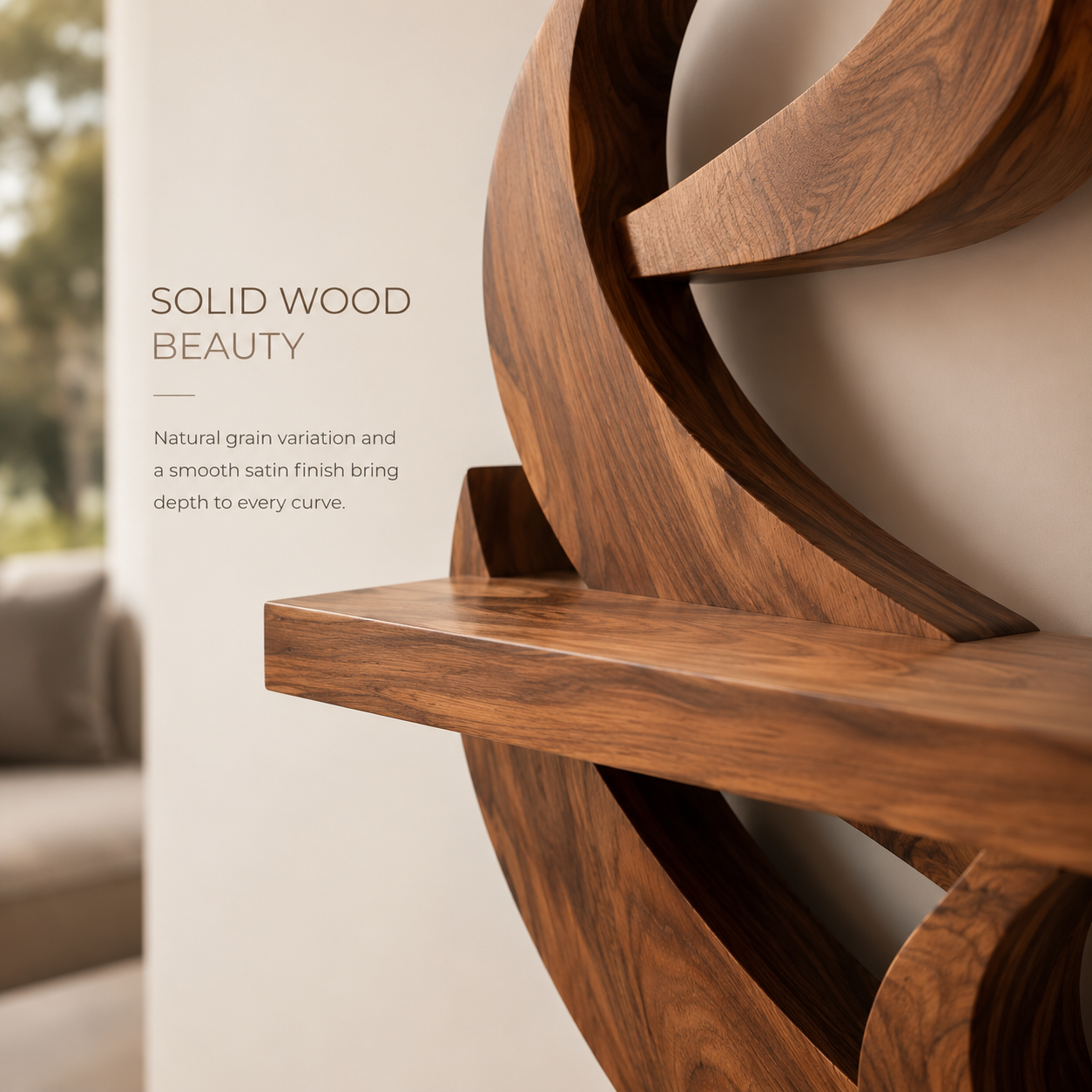Solid Wood Wall Wine Rack with Glass Holder - Live Edge - product image 05