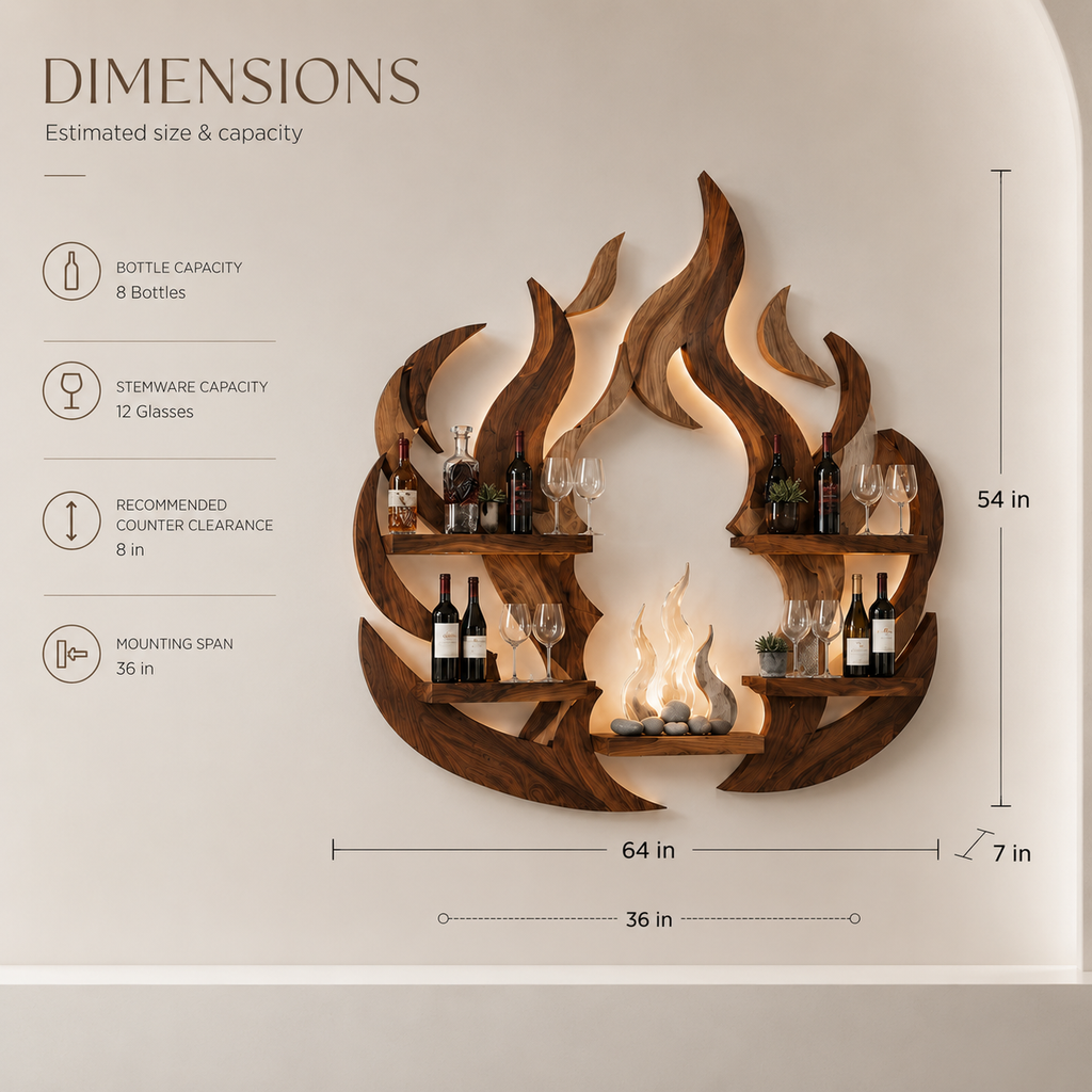 Solid Wood Wall Wine Rack with Glass Holder - Live Edge - product image 08