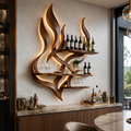 Solid Wood Wall Wine Rack with Glass Holder - Ribbed Wave - main view