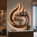 Solid Wood Wall Wine Rack with Glass Holder - Wave - main view