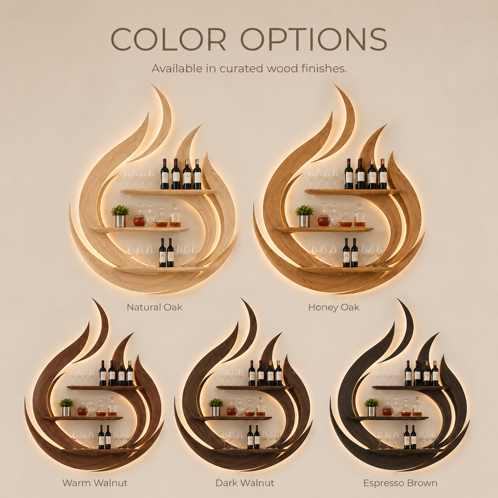 Solid Wood Wall Wine Rack with Glass Holder - Wave - product image 11