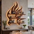 Solid Wood Wall Wine Rack with Glass Holder - Cellular - main view