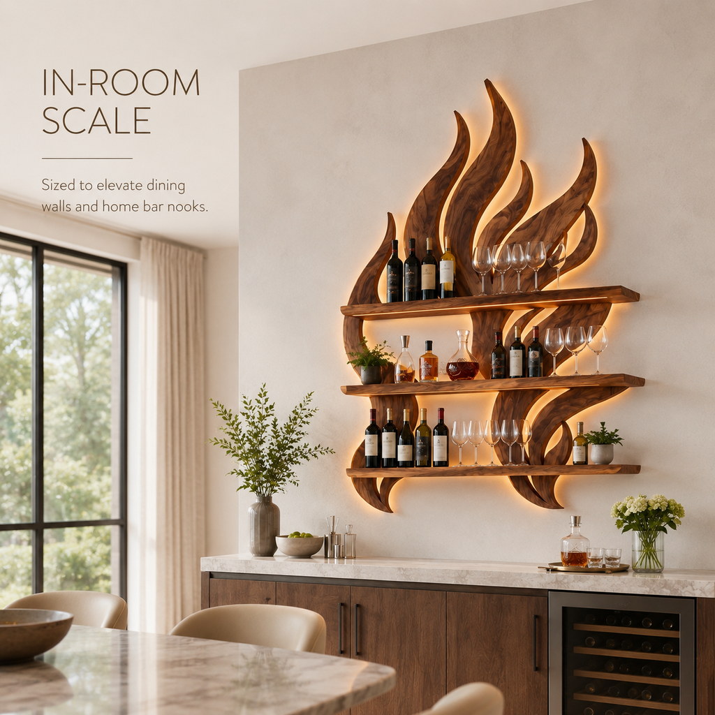 Solid Wood Wall Wine Rack with Glass Holder - Cellular - product image 04