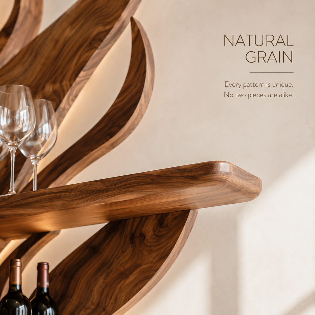 Solid Wood Wall Wine Rack with Glass Holder - Cellular - product image 05