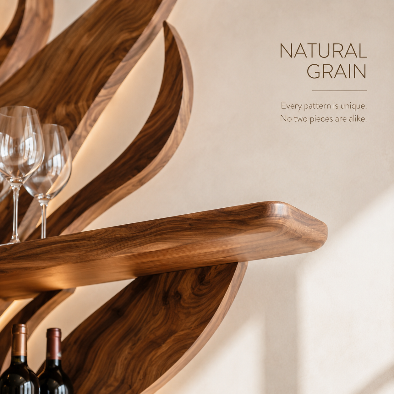 Solid Wood Wall Wine Rack with Glass Holder - Cellular - product image 05