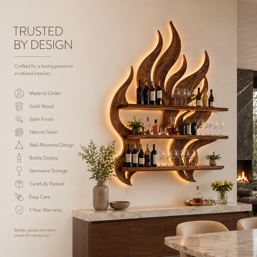 Solid Wood Wall Wine Rack with Glass Holder - Cellular - product image 09