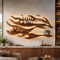 Solid Wood Wall Wine Rack with Glass Holder - Arched - main view