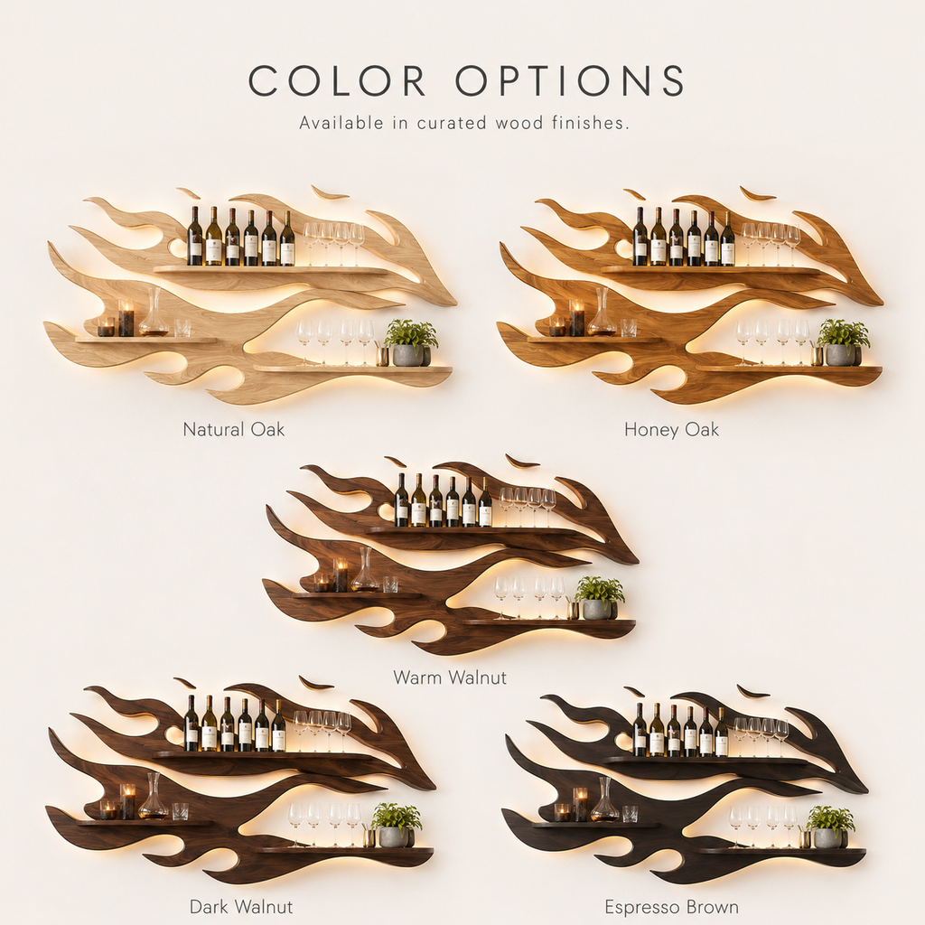 Solid Wood Wall Wine Rack with Glass Holder - Arched - product image 11