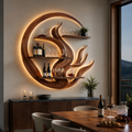 Solid Wood Wall Wine Rack with Glass Holder - Crescent - main view