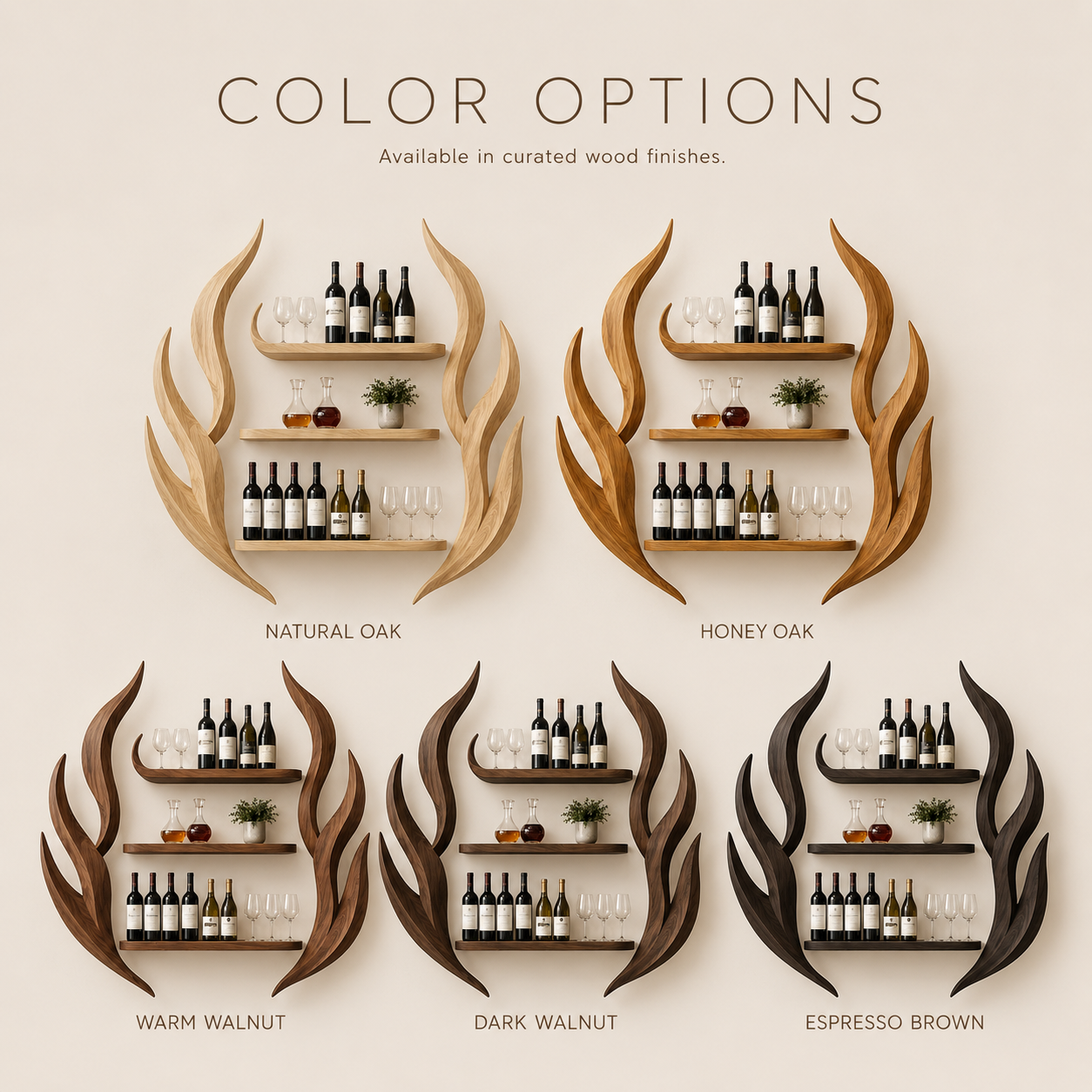 Solid Wood Wall Wine Rack with Glass Holder - Gallery Rail - product image 11
