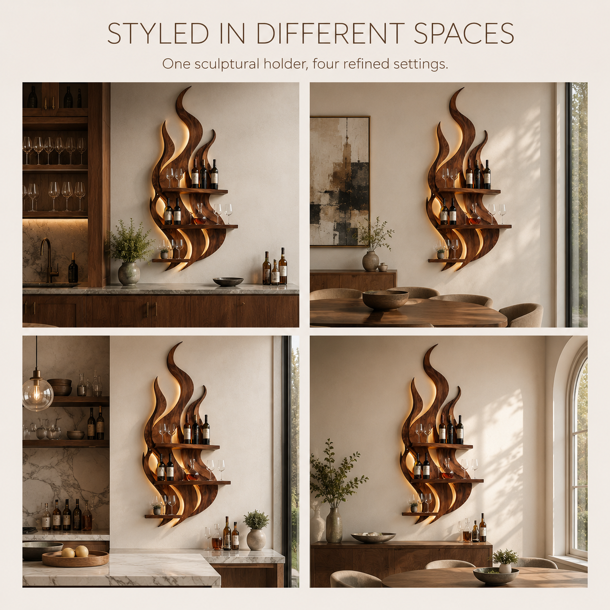 Solid Wood Wall Wine Rack with Glass Holder - Live Edge - product image 10