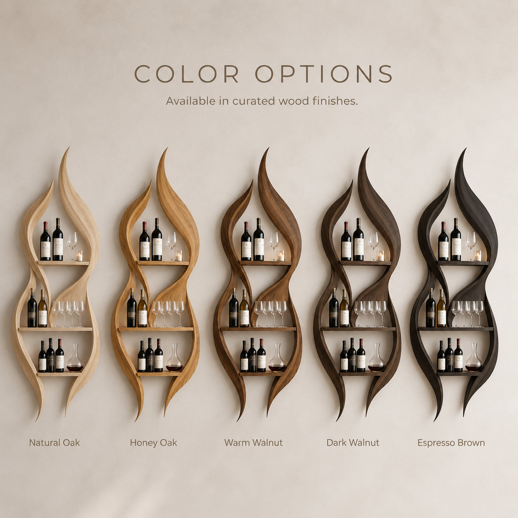 Solid Wood Wall Wine Rack with Glass Holder - Wave - product image 11