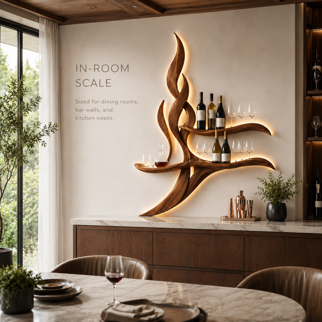 Solid Wood Wall Wine Rack with Glass Holder - Cellular - product image 04