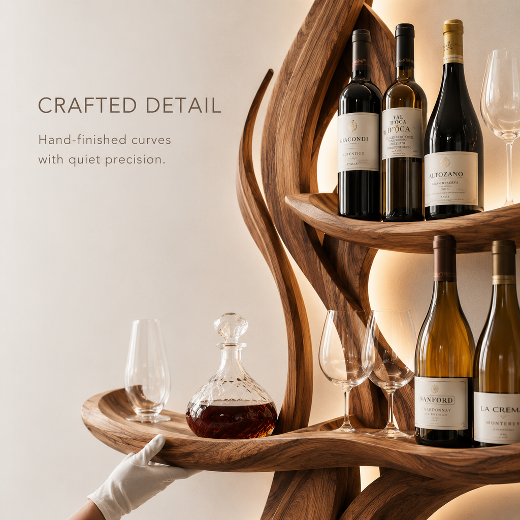 Solid Wood Wall Wine Rack with Glass Holder - Cellular - product image 06