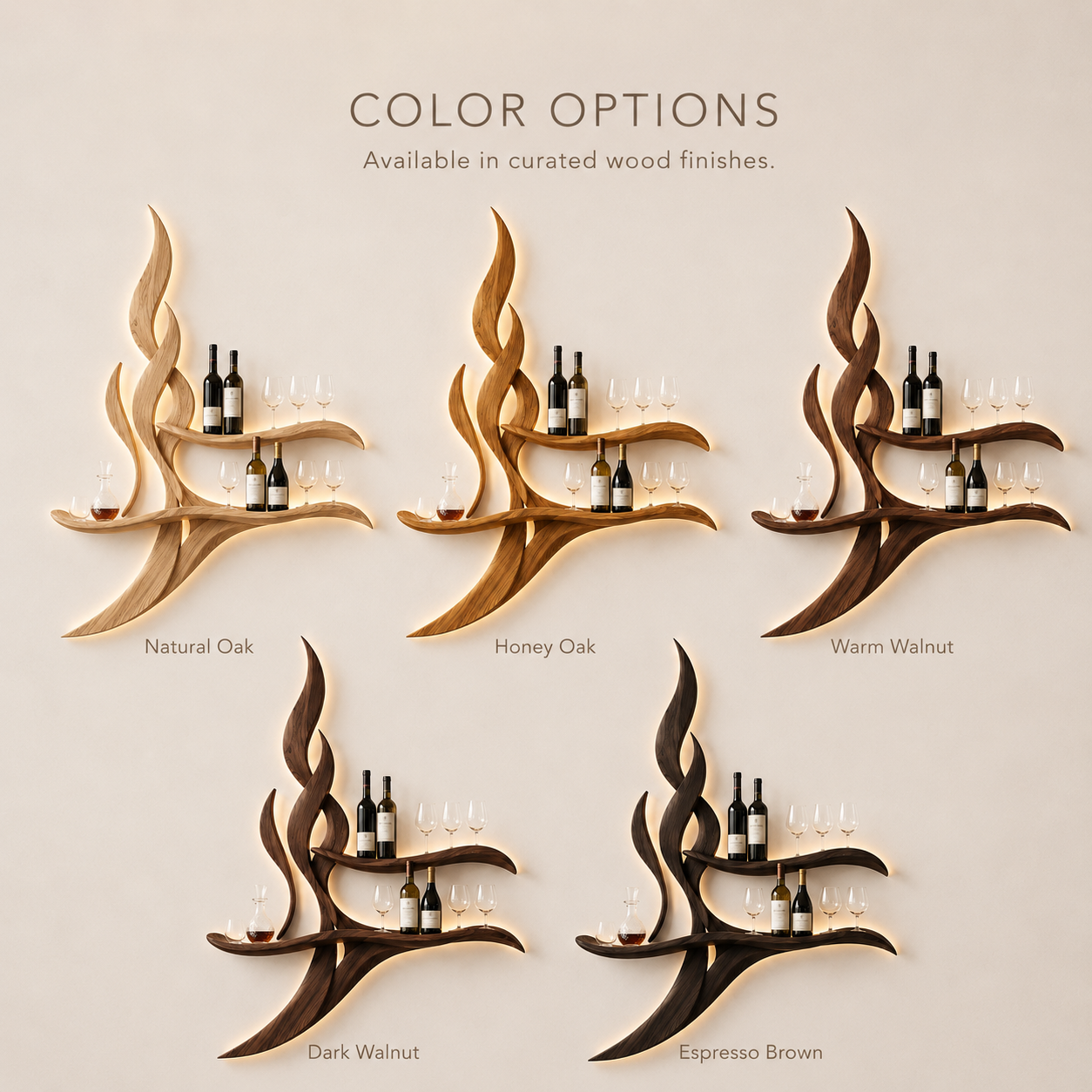Solid Wood Wall Wine Rack with Glass Holder - Cellular - product image 11