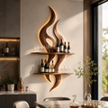 Solid Wood Wall Wine Rack with Glass Holder - Branch Form - main view