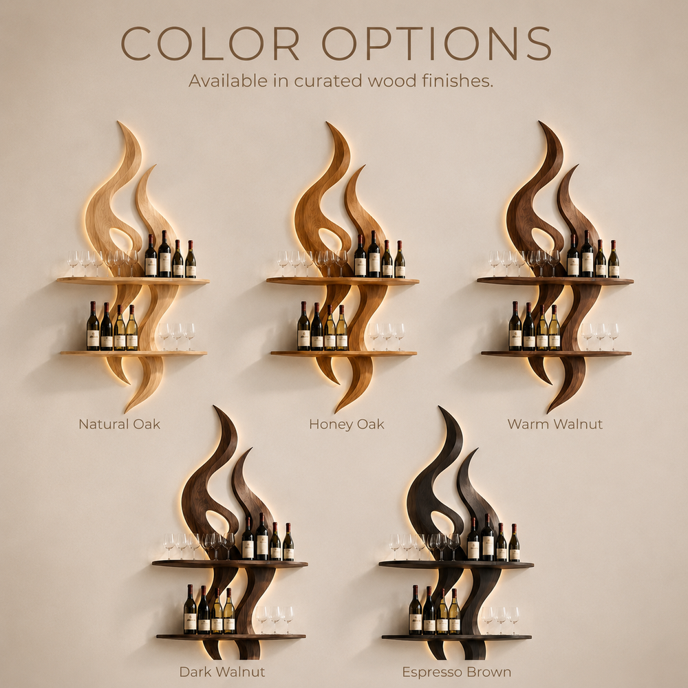 Solid Wood Wall Wine Rack with Glass Holder - Branch Form - product image 11