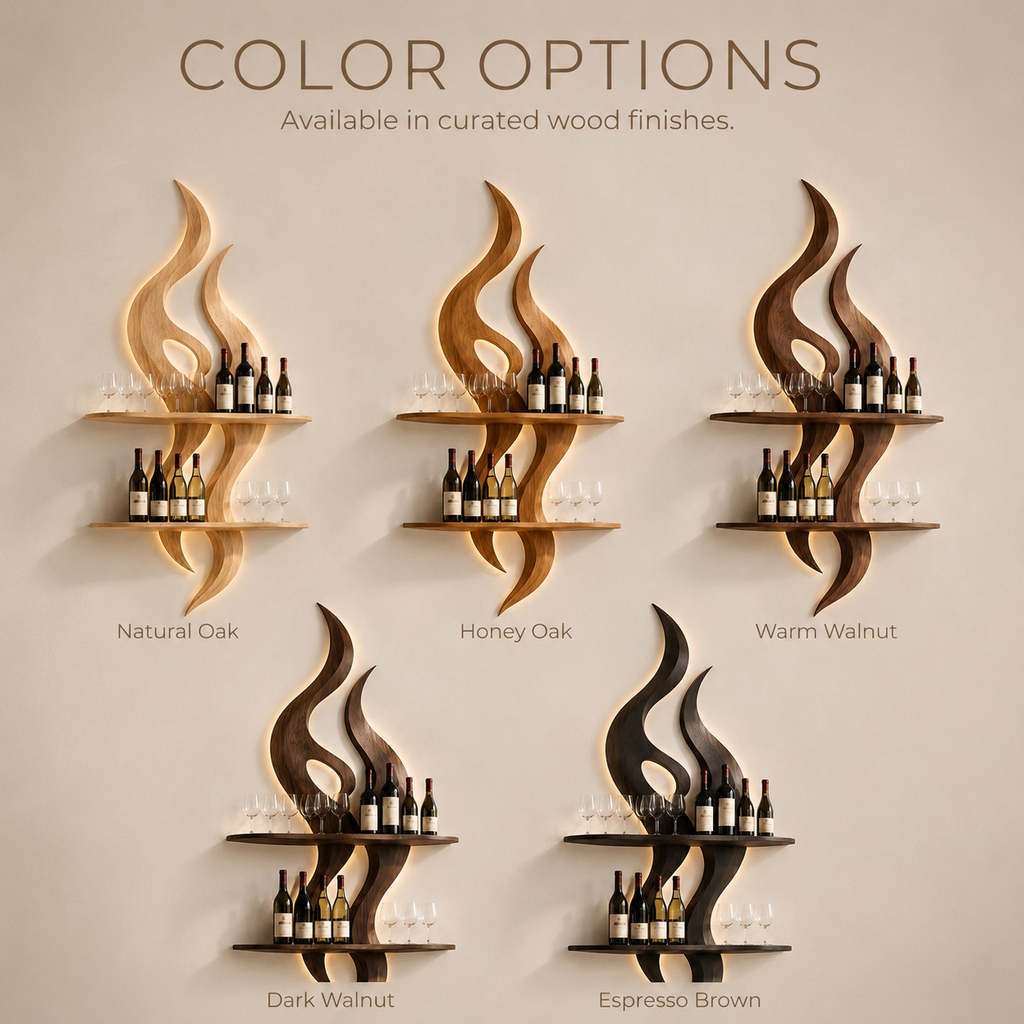 Solid Wood Wall Wine Rack with Glass Holder - Branch Form - product image 11