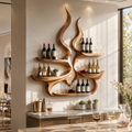 Solid Wood Wall Wine Rack with Glass Holder - Arched - main view