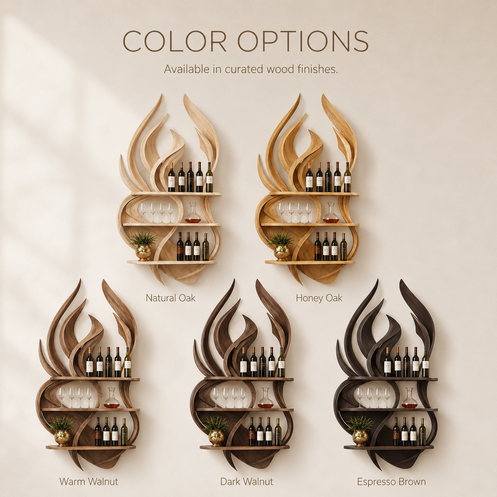Solid Wood Wall Wine Rack with Glass Holder - Crescent - product image 11