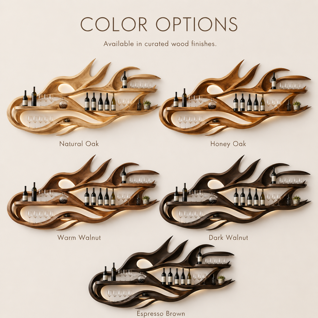 Solid Wood Wall Wine Rack with Glass Holder - Gallery Rail - product image 11