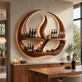 Solid Wood Wall Wine Rack with Glass Holder - Cellular - main view