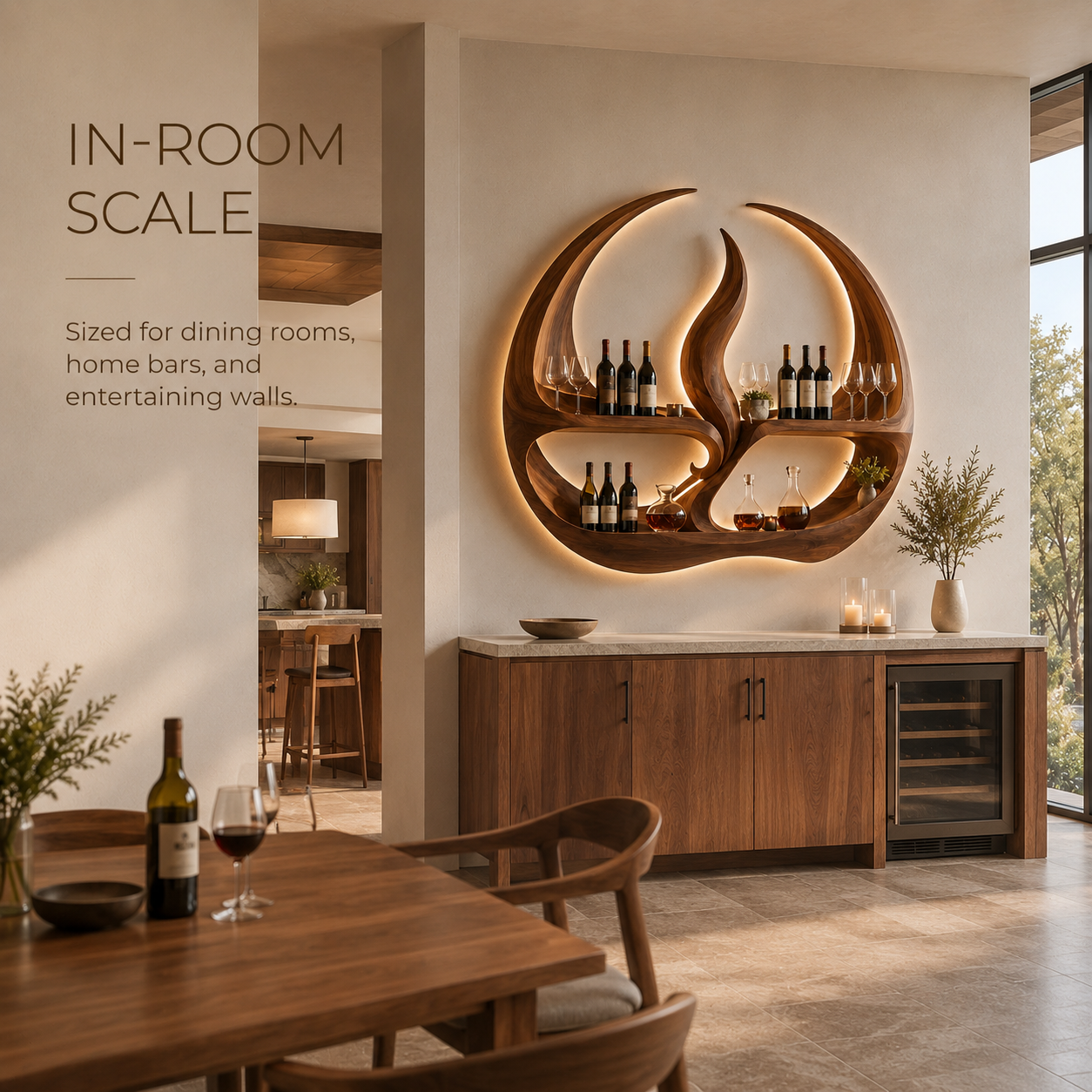 Solid Wood Wall Wine Rack with Glass Holder - Cellular - product image 04