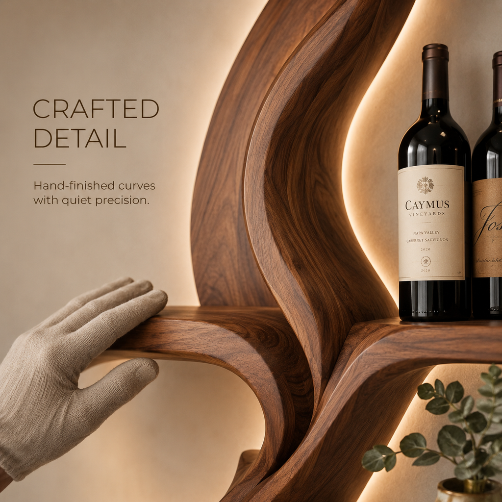 Solid Wood Wall Wine Rack with Glass Holder - Cellular - product image 06