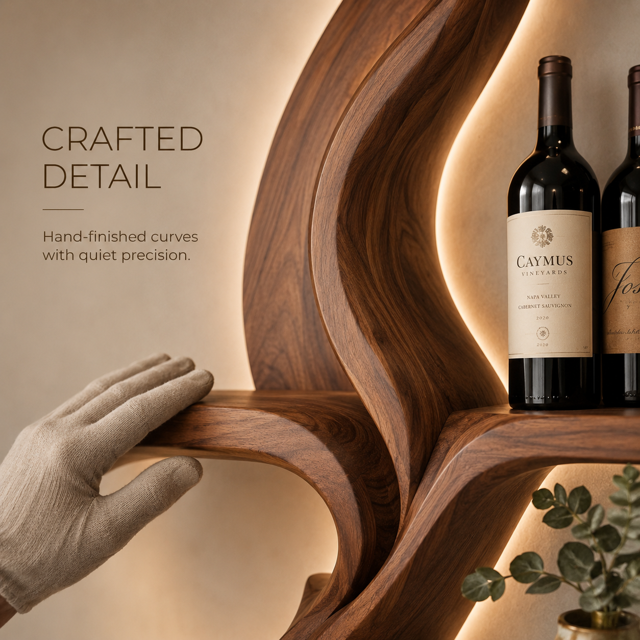 Solid Wood Wall Wine Rack with Glass Holder - Cellular - product image 06