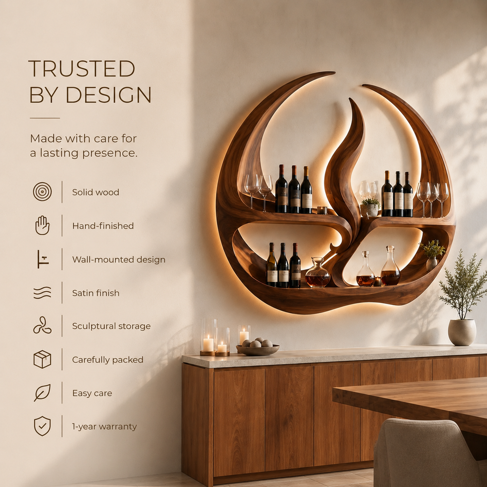 Solid Wood Wall Wine Rack with Glass Holder - Cellular - product image 09