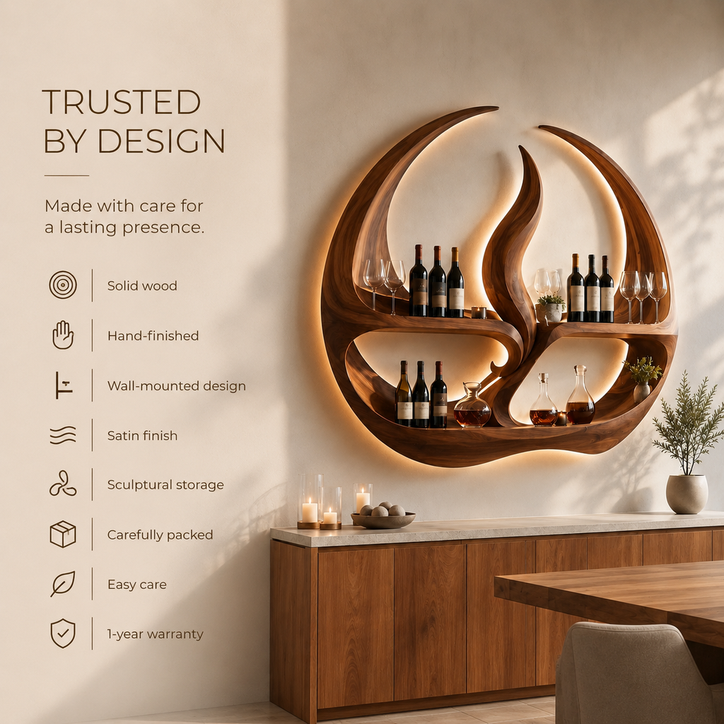 Solid Wood Wall Wine Rack with Glass Holder - Cellular - product image 09