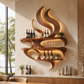 Solid Wood Wall Wine Rack with Glass Holder - Branch Form - main view
