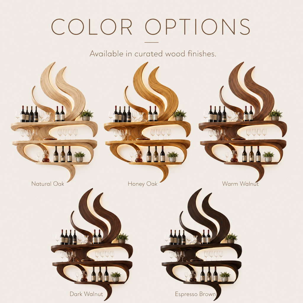 Solid Wood Wall Wine Rack with Glass Holder - Branch Form - product image 11
