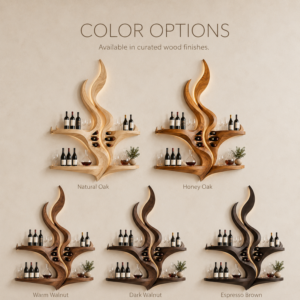 Solid Wood Wall Wine Rack with Glass Holder - Crescent - product image 11