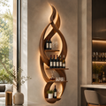 Solid Wood Wall Wine Rack with Glass Holder - Gallery Rail - main view