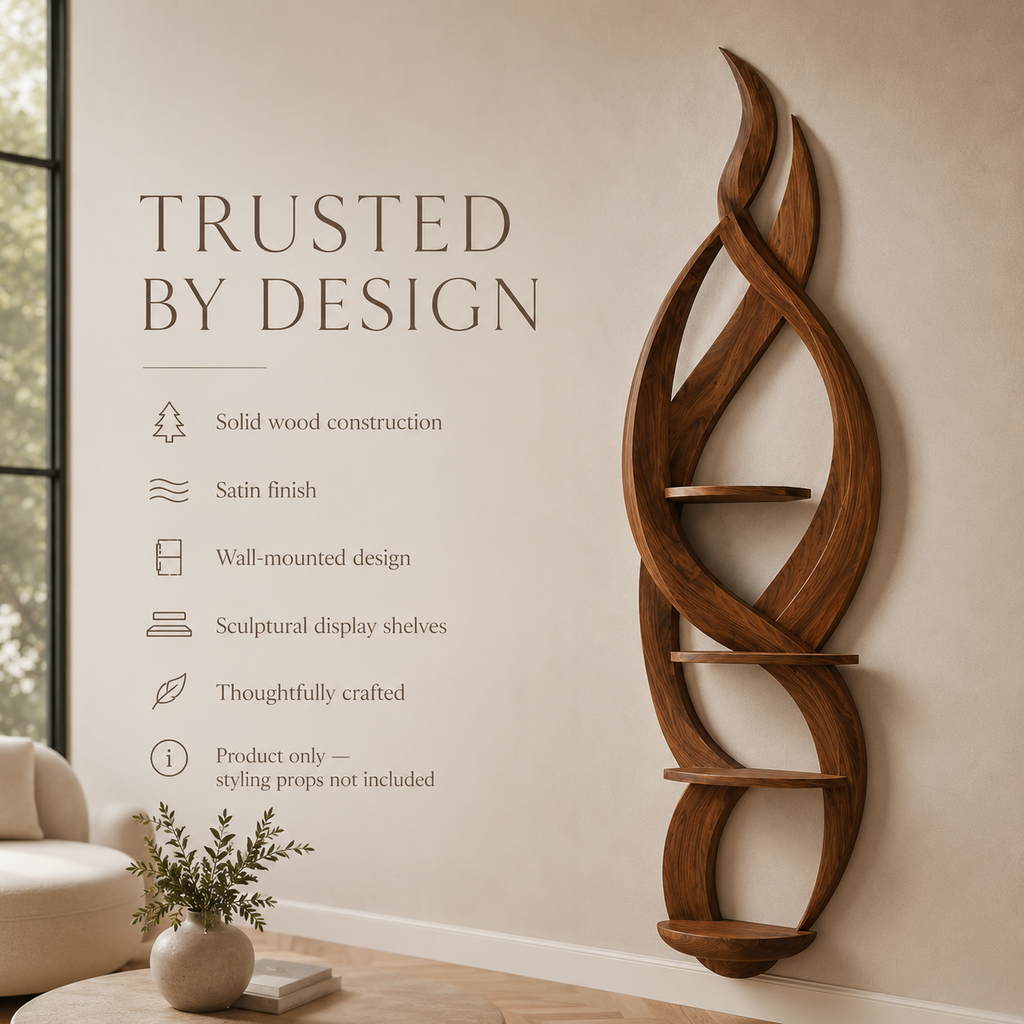 Solid Wood Wall Wine Rack with Glass Holder - Gallery Rail - product image 07