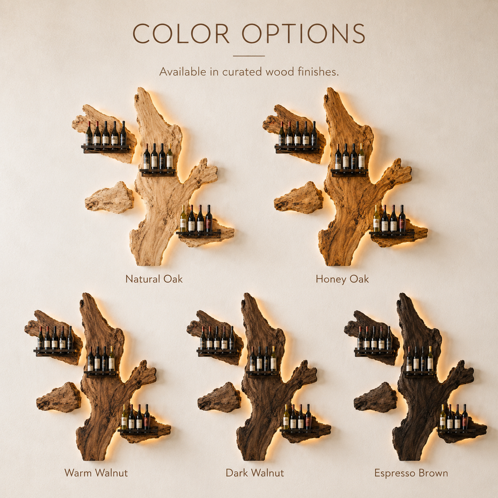 Solid Wood Wall Wine Rack with Glass Holder - Ribbed Wave - product image 11
