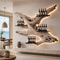 Solid Wood Wall Wine Rack with Glass Holder - Wave - main view