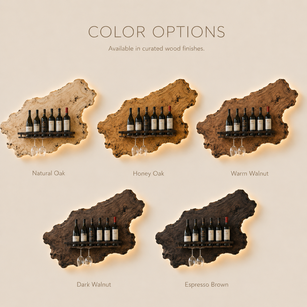 Solid Wood Wall Wine Rack with Glass Holder - Live Edge - product image 10
