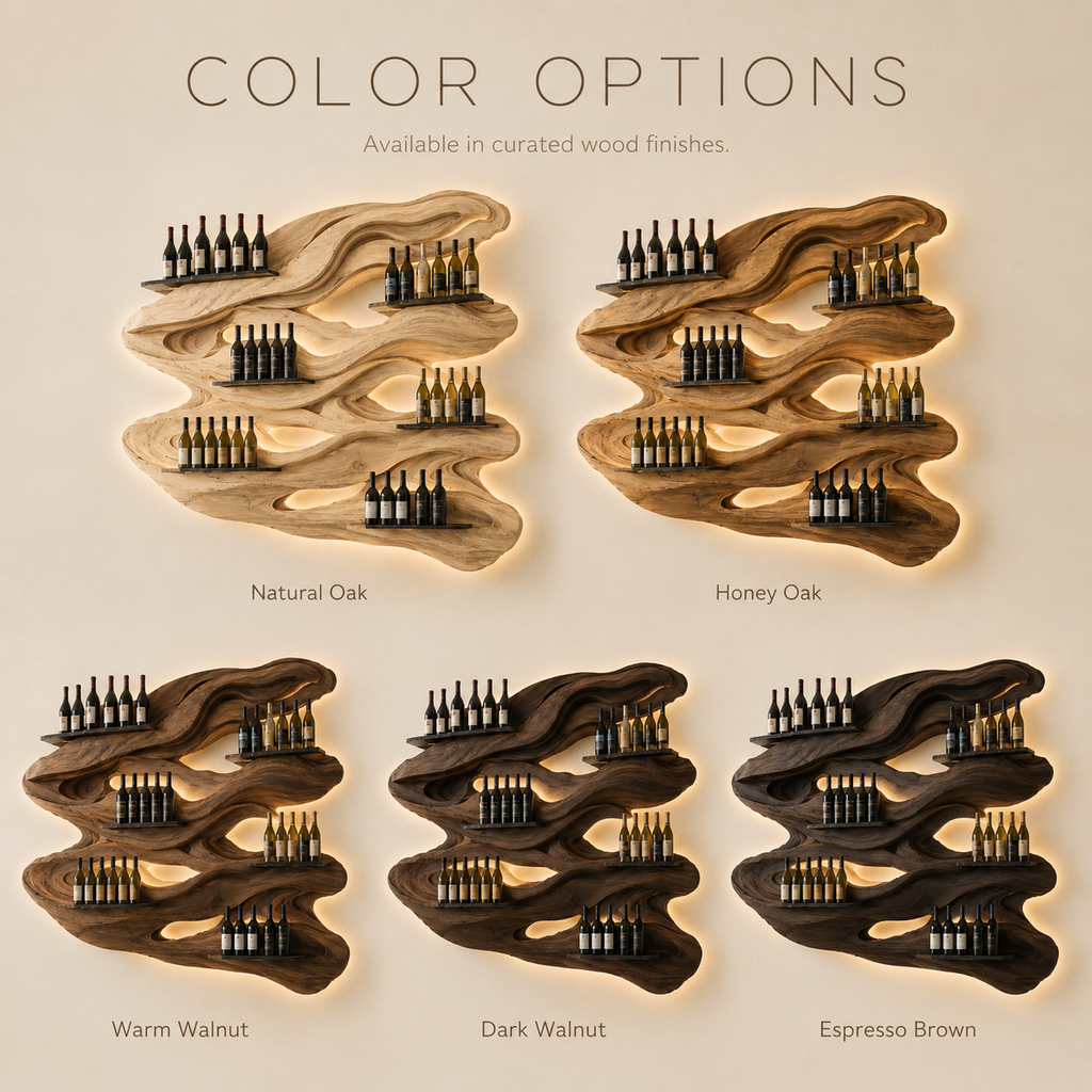 Solid Wood Wall Wine Rack with Glass Holder - Wave - product image 11