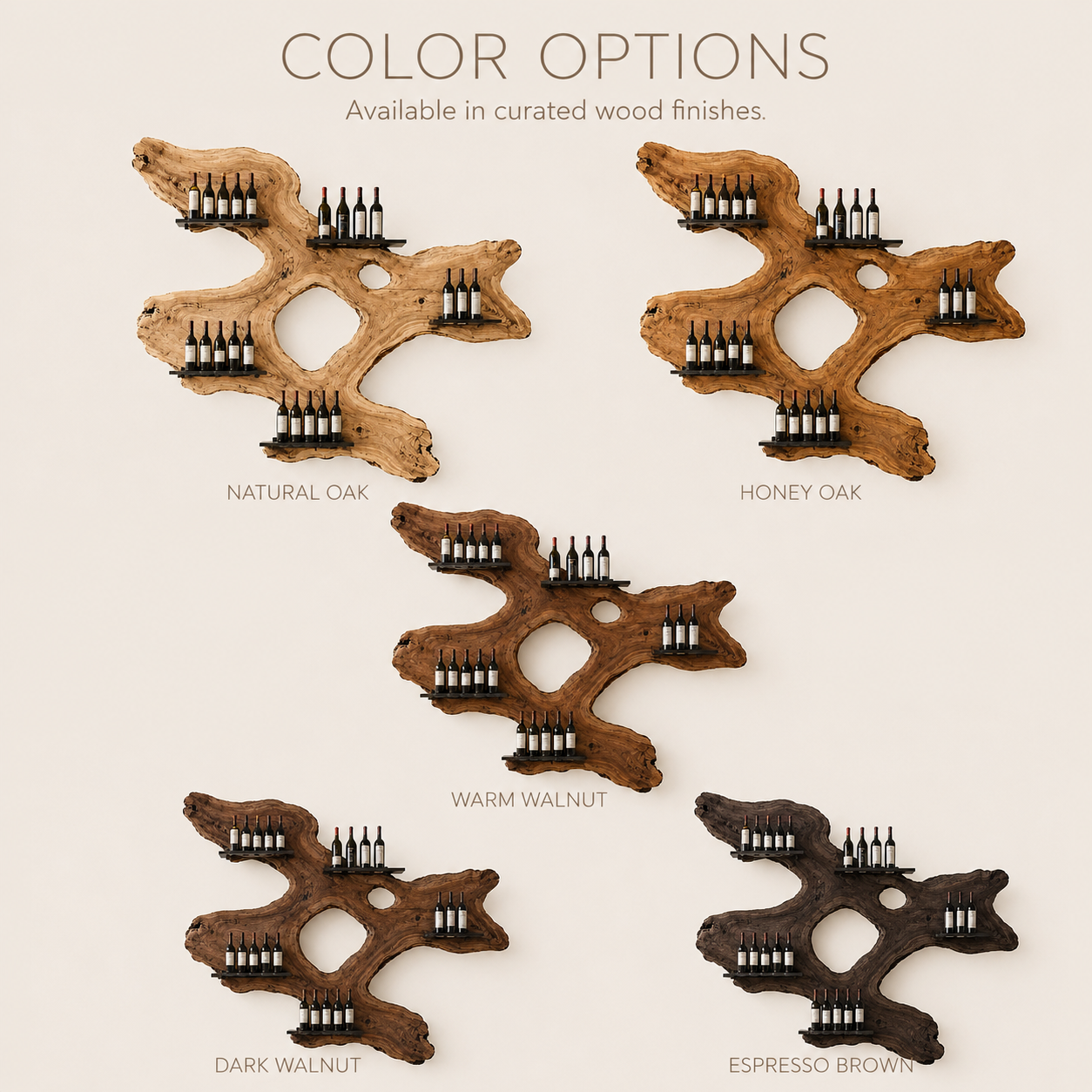 Solid Wood Wall Wine Rack with Glass Holder - Arched - product image 11
