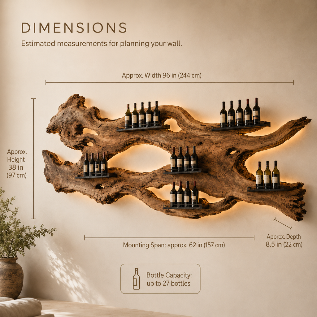 Solid Wood Wall Wine Rack with Glass Holder - Crescent - product image 08