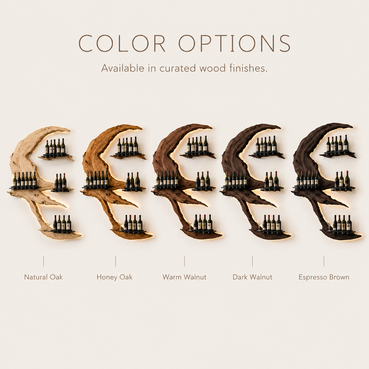 Solid Wood Wall Wine Rack with Glass Holder - Gallery Rail - product image 11