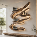 Solid Wood Wall Wine Rack with Glass Holder - Arched - main view