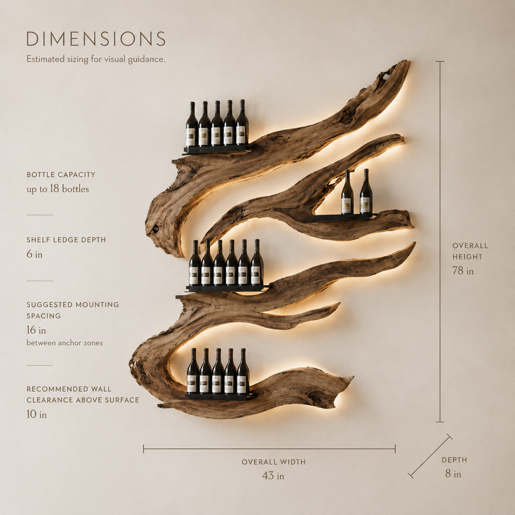 Solid Wood Wall Wine Rack with Glass Holder - Arched - product image 08
