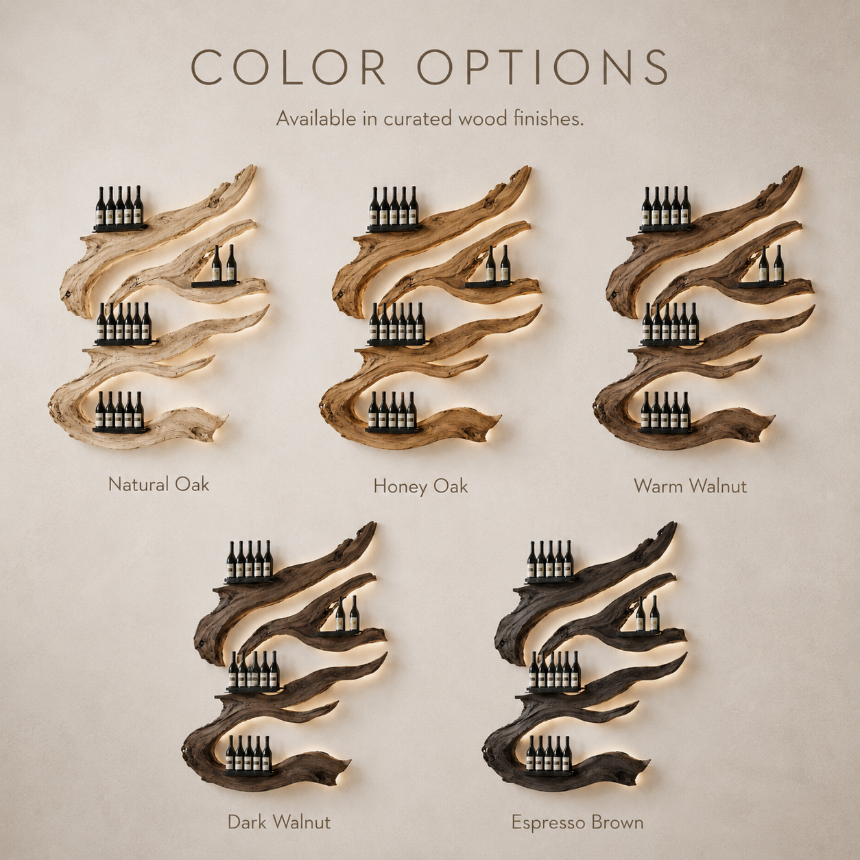 Solid Wood Wall Wine Rack with Glass Holder - Arched - product image 10