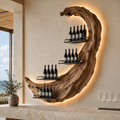 Solid Wood Wall Wine Rack with Glass Holder - Wave - main view