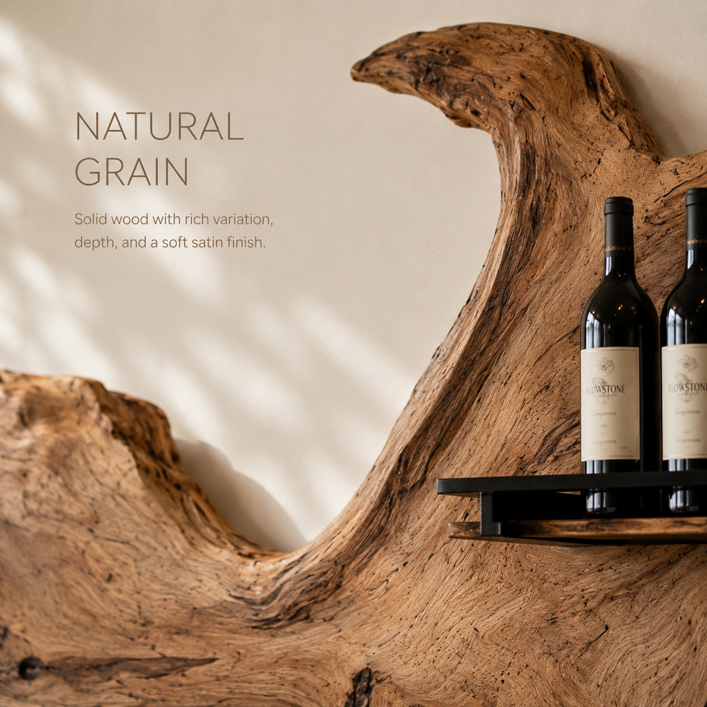 Solid Wood Wall Wine Rack with Glass Holder - Cellular - product image 05